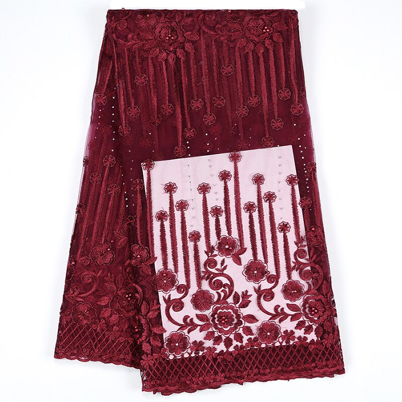 Fransk blonde stof blonde nigerian til kvinder afrikansk tyl blonder med sten 5 yards brudekjole stof: Blå