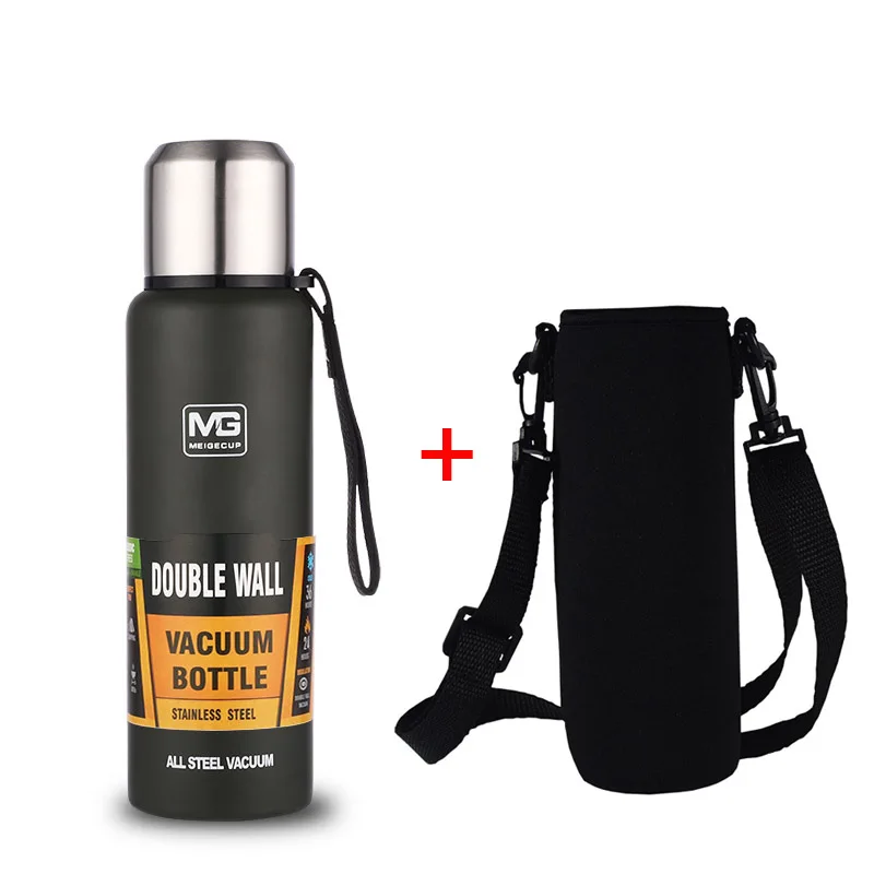 Bouteille Thermos en acier inoxydable 304, flacon sous vide de grande capacité, gobelet isolé avec corde pour boissons au thé, eau froide et chaude: Orange / 501-600ml