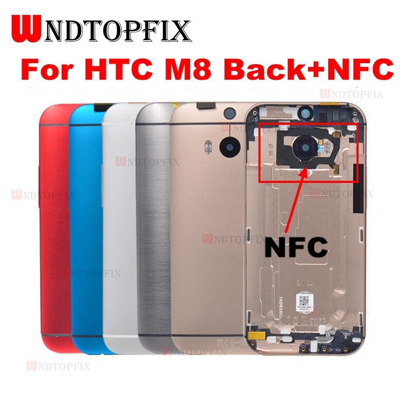 For HTC M7 Battery Cover Door Back Housing Rear Case With side button For HTC ONE M7 M8 Battery Door with NFC Replacement Parts