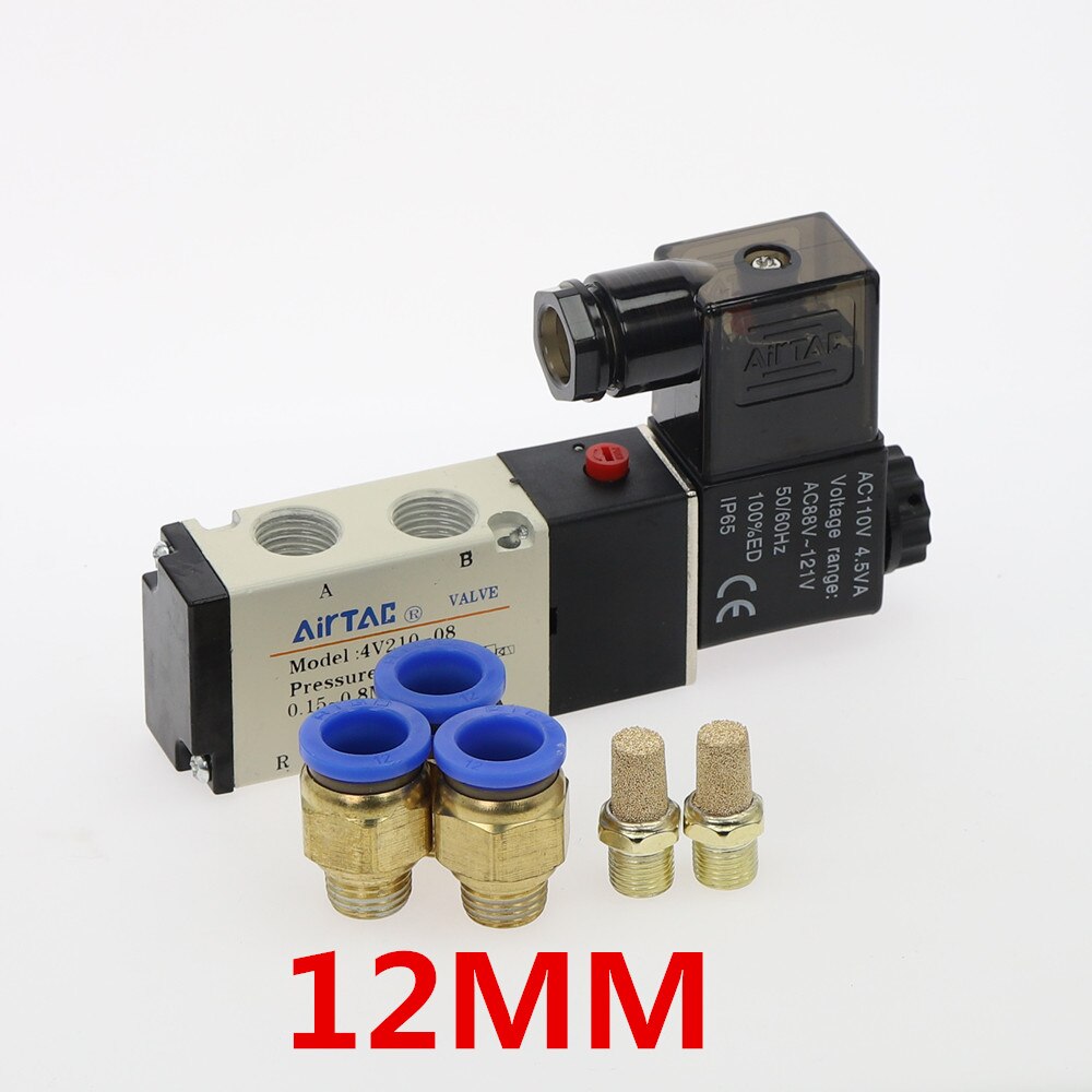 Pneumatic Electric Solenoid Valve 5 Way 2 Position Control Air Gas Magnetic Valve 12V 24V 220V Coil Volt 4mm-12mm Hose Fittings: PC 12mm Fittings / AC110