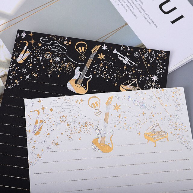 8pcs Golden Feather Paper Vintage Bronzing Letterhead Letter Writing Paper Letter Pad Drawing Sketch Pad Stationery