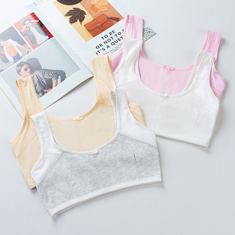 4Pcs Girl Training Bra Adolescent Chest Vest Kids Children Cotton Underwear Top 8-14Years: MULTI / 30-45 kg