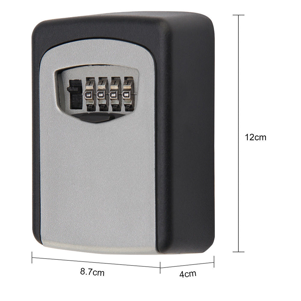4 Digit Combination Key Safe Box Wall Mounted Key Secure Lock Box Durable Key Storage Lock Box High Security Outdoor Key Box