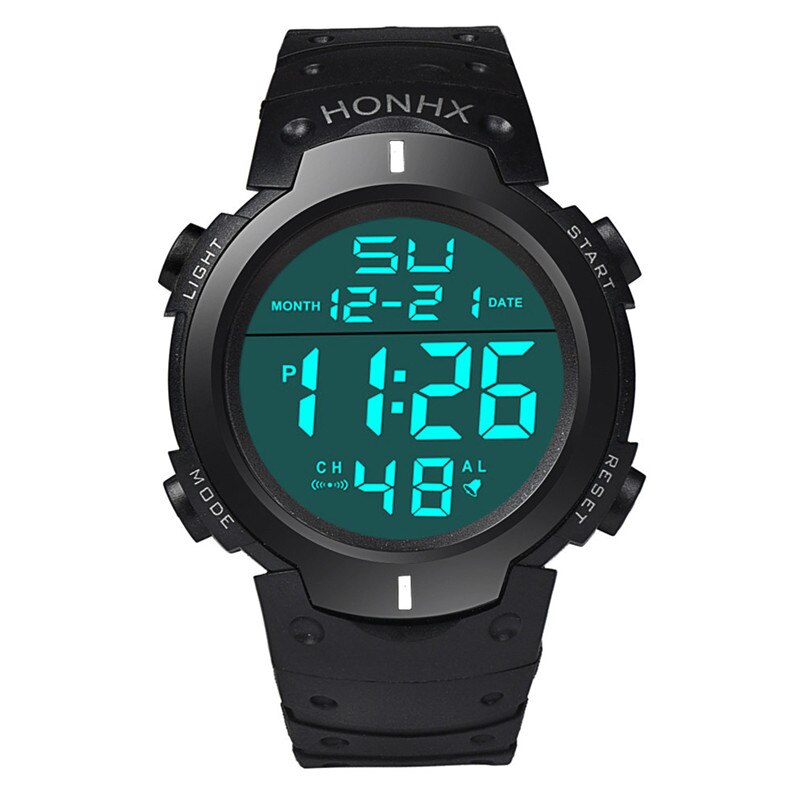 Waterproof Men's Boy LED Digital Stopwatch Date Rubber Sport Wrist Watch Top Brand Luxury relogio masculino de luxo: White