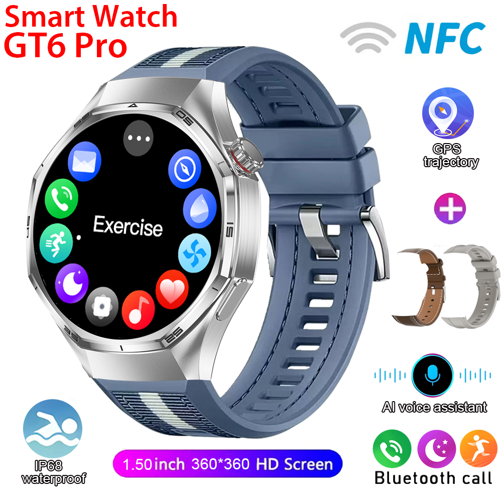 2026 Nuovo Orologio 6 Max Astuto Della Vigilanza Degli Uomini Della Vigilanza 6 AMOLED HD Schermo Bluetooth Chiamata GPS Traiettoria NFC Frequenza Cardiaca Bussola SmartWatch: Marrone