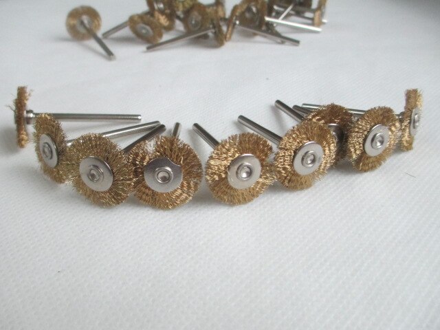 50 Stuks 22Mm Brass Wire Wheel Borstels Polijsten Dremel Accessoires Voor Rotary Gereedschap