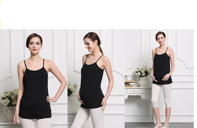 Modal vit svart kvinnor inuti ärmlös mamma gravid linnen sommar vår graviditet kläder t-shirt remsväst