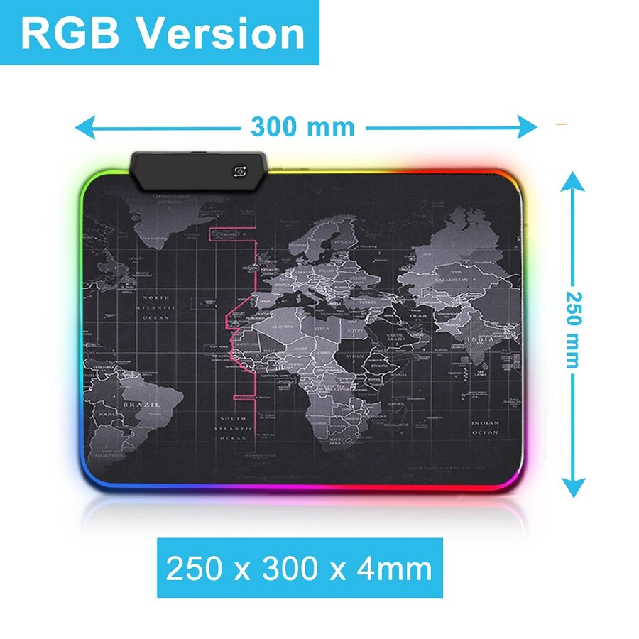 Gaming Muismat Rgb Grote Muismat Gamer Grote Muis Mat Computer Mousepad Led Backlight Xxl Oppervlak Mause Pad Toetsenbord bureau Mat: 250x300x4mm