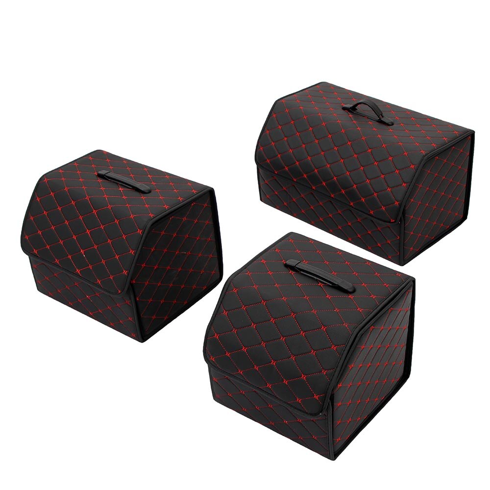 Foldbar bilopbevaring opbevaring oprydning 34*31*30cm pu læder bil bagagerum organisator boks opbevaringstaske auto affald værktøjstaske