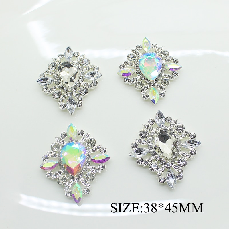 Lkeran 5 st / 35*40mm metall diamant spänne akryl legering knappar strass knappar för kläder hantverk sömnad tillbehör