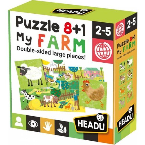 Headu 8 + 1 Double-Sided Farm Kids Developmental Puzzle