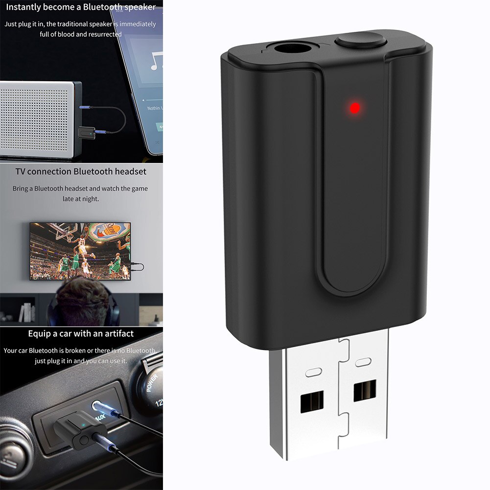 1pc 2 in 1 USB Bluetooth Adapter 5.0 Music Radio Receiver Transmitter EM88