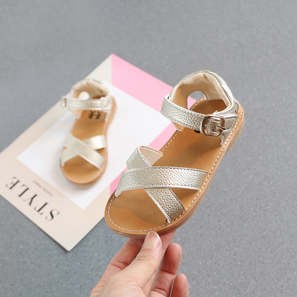 Summer Children Kids Girl Boy Outdoor Soft Cross Sandals Slippers Shoes Anti-Slip Hook & Loop Baby Shoes