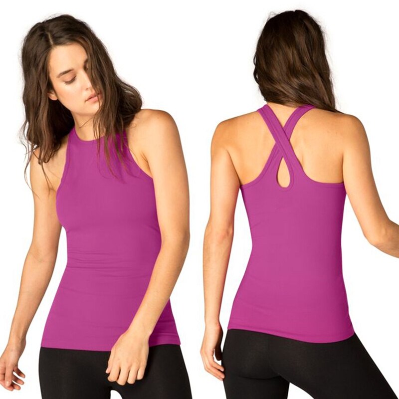 Fitness Sport Camisole Women Lady Sleeveless Cross-back Tight Vest Tank Top Outdoor Yoga Apparel Clothing