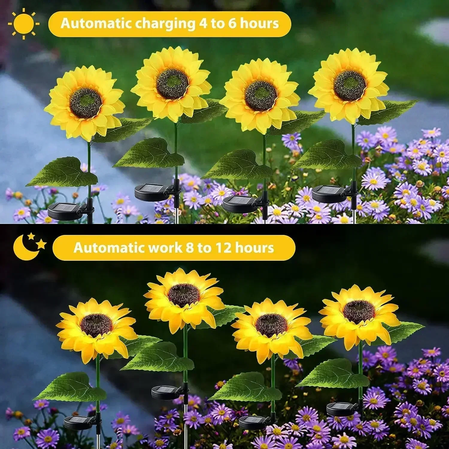 Estaca Solar de jardín de orquídeas y girasoles, luz LED decorativa impermeable para exteriores, para Patio, jardín, Patio, Pascua y Navidad, 1 ud.