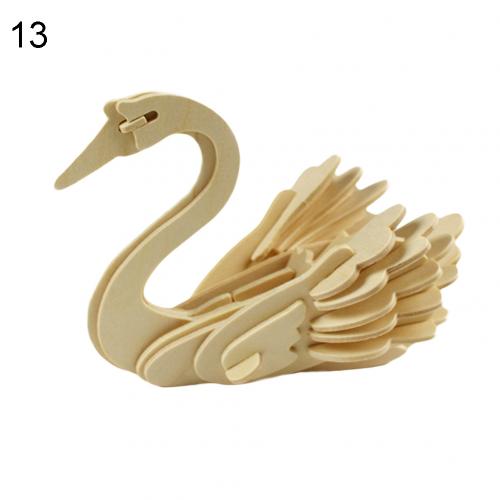 3D Wooden Blank Puzzles DIY Animal Model Crafts Kits Education Kids Toy: Swan