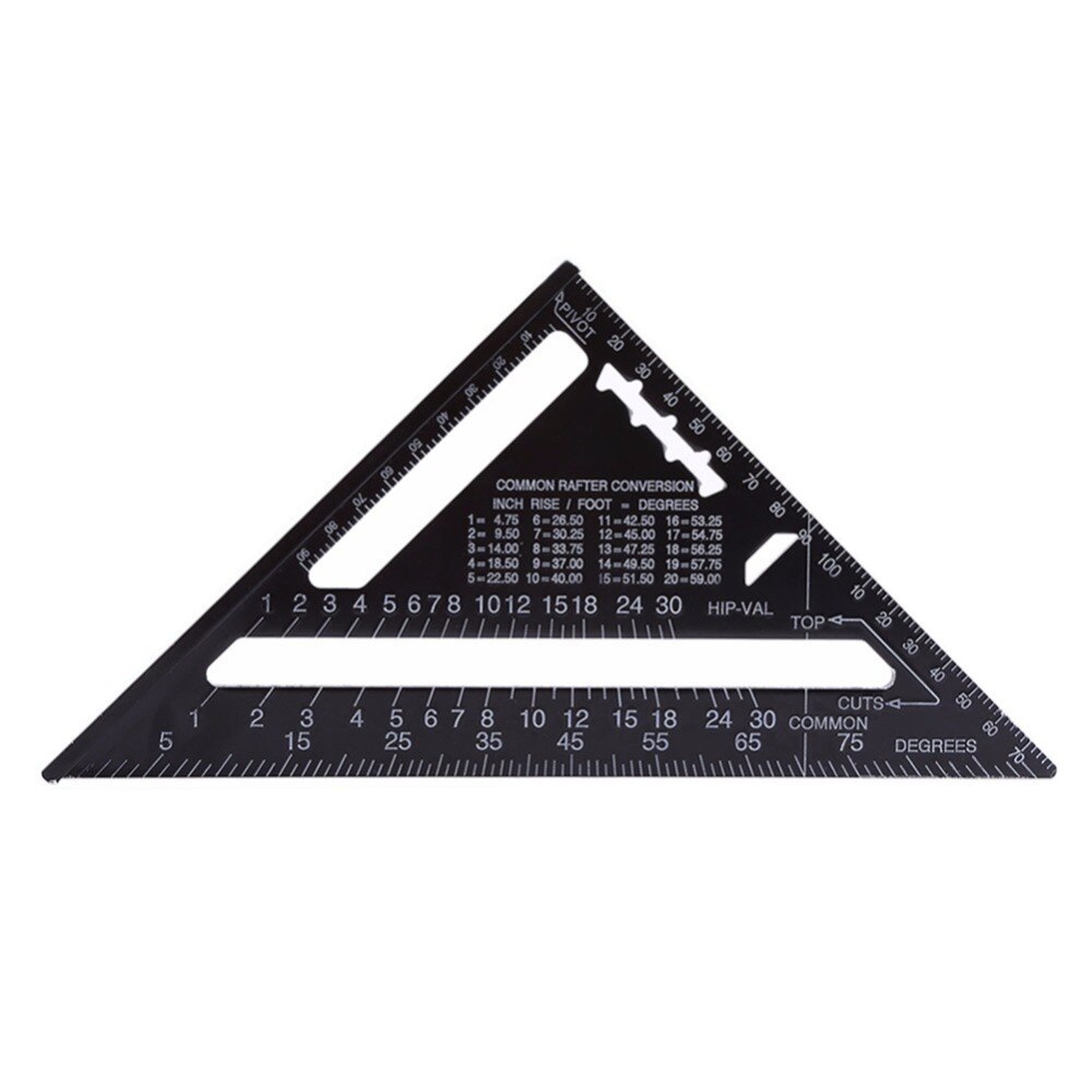 7/12inch Speed Square Metric Aluminum Alloy Triangle Ruler Squares for Measuring Tool Metric Angle Protractor Woodworking Tools