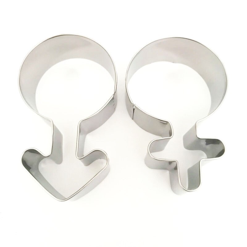 2 Stuks Mannelijke En Vrouwelijke Geslacht Symbool Cookie Cutter Set Rvs Biscuit Bakvorm Taart Decoreren Gereedschappen