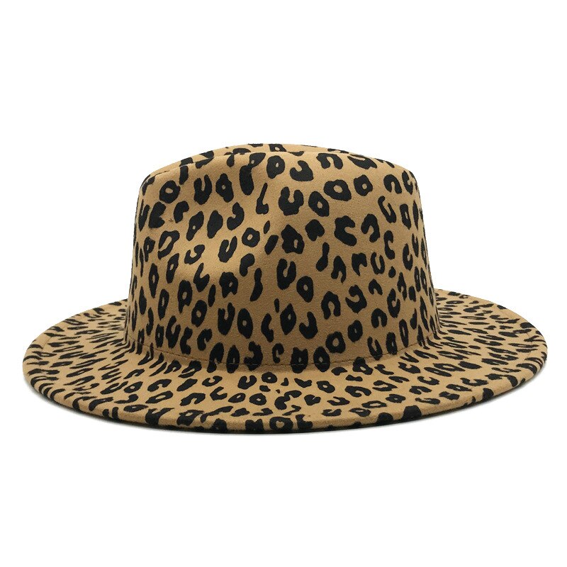 Winter Fedora hüte für frauen Flache breite Krempe Panama Wollfilz Jazz Fedora Hüte für männer Leopard Gothic oben hochzeit Hütte