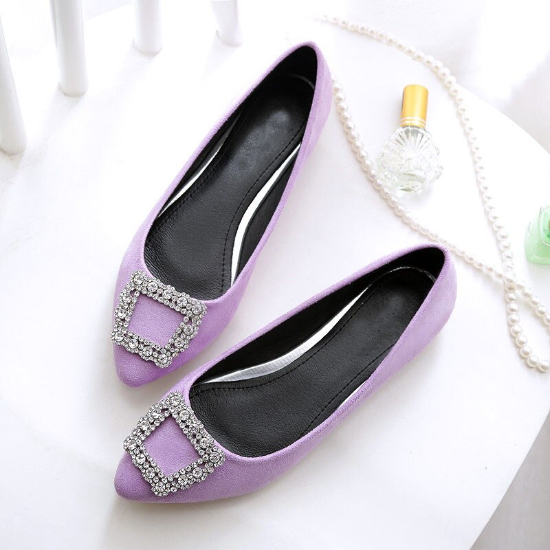 BEYARNE printemps automne daim chaussures pour femmes grande taille à fond plat chaussures femme pointu loisirs confortable chaussures de conduite
