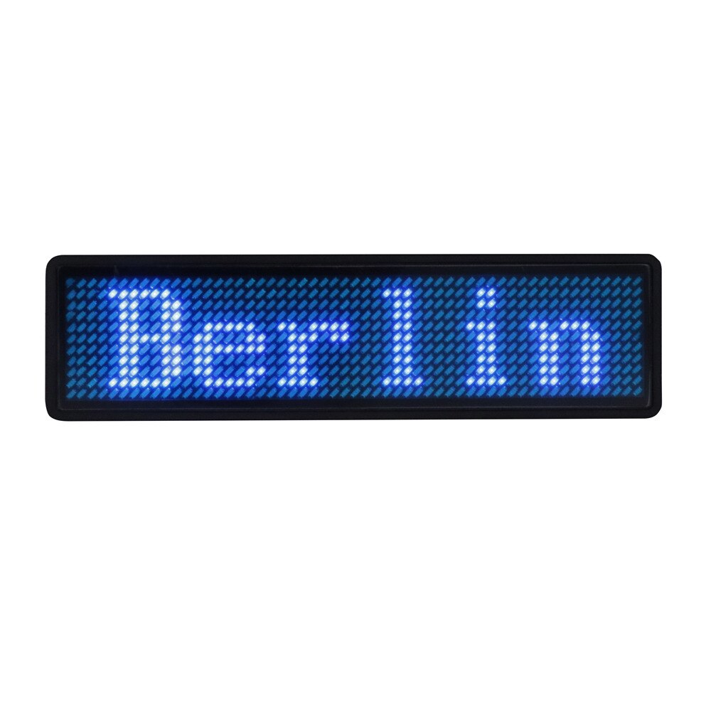 Multi-language LED badge bluetooth programmable advertising LED light mini LED display 7 colors adjustable brightness LED badge: Blue