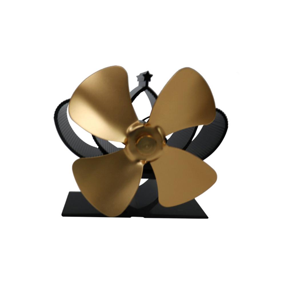 Mini 4 aspas ventilador de estufa de calor para madera/quemador de troncos/chimenea-distribución de calor ecológica ahorro de combustible: yellow