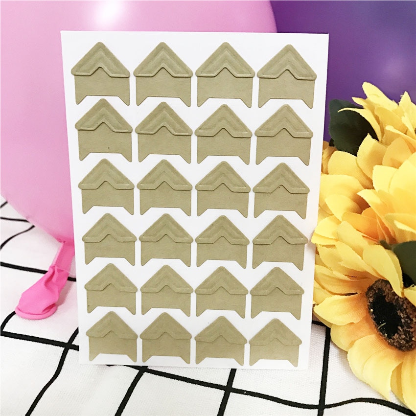 120 stks/partij (5 vellen) DIY Snoep kleuren Vintage Hoek kraftpapier Stickers voor Fotoalbums Frame Decoratie Scrapbooking: Kraft