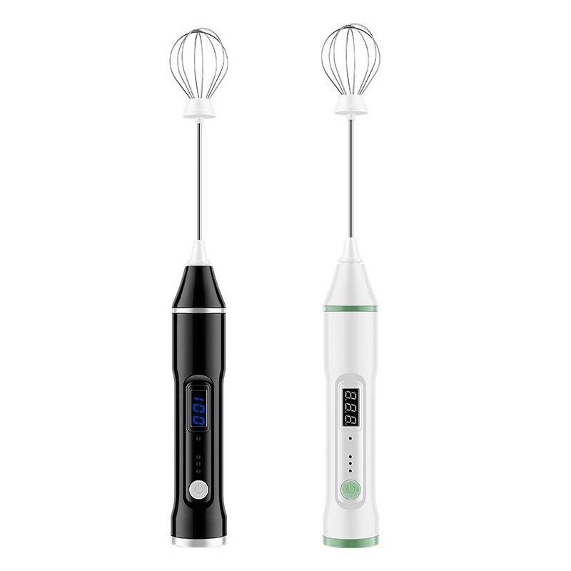 Milk Frother, Electric Whisk Frother, Handheld USB Rechargeable Mixer for Egg Beating with Latte Art Stencils