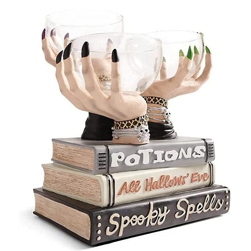 3 sztuk Halloween czarownica ręcznie uchwyt robić miski rzemiosło żywiczne przekąska deserowa przechowywania żywicy blać dekoracje (bez książek)