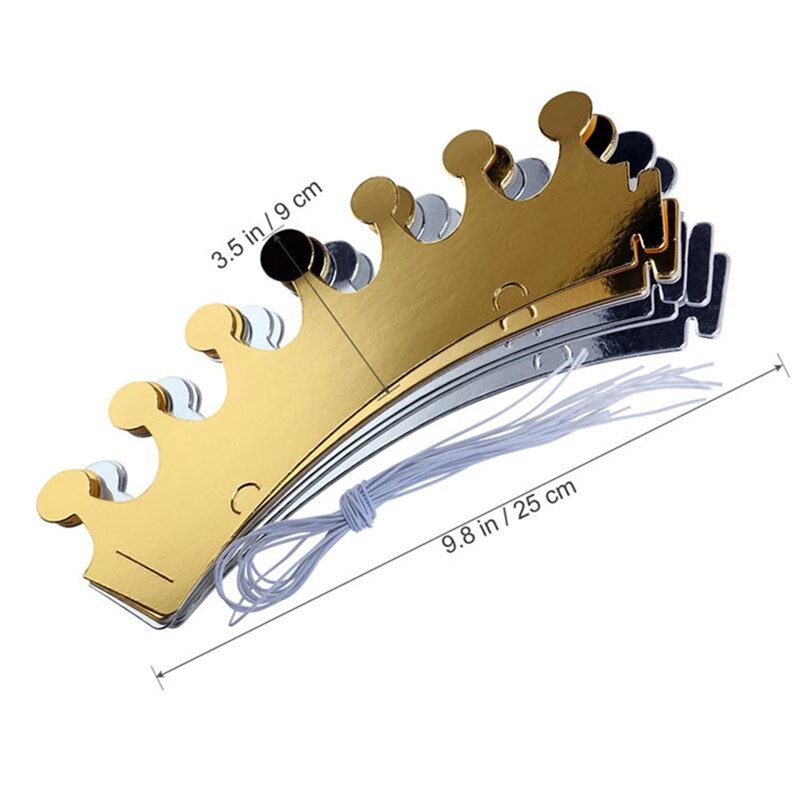 10Pcs Goud Zilver Verjaardag Cap Papier Kids Gelukkige Verjaardag Papier Hoeden Prinses Kroon Partij Decoratie Feestelijke Feestartikelen