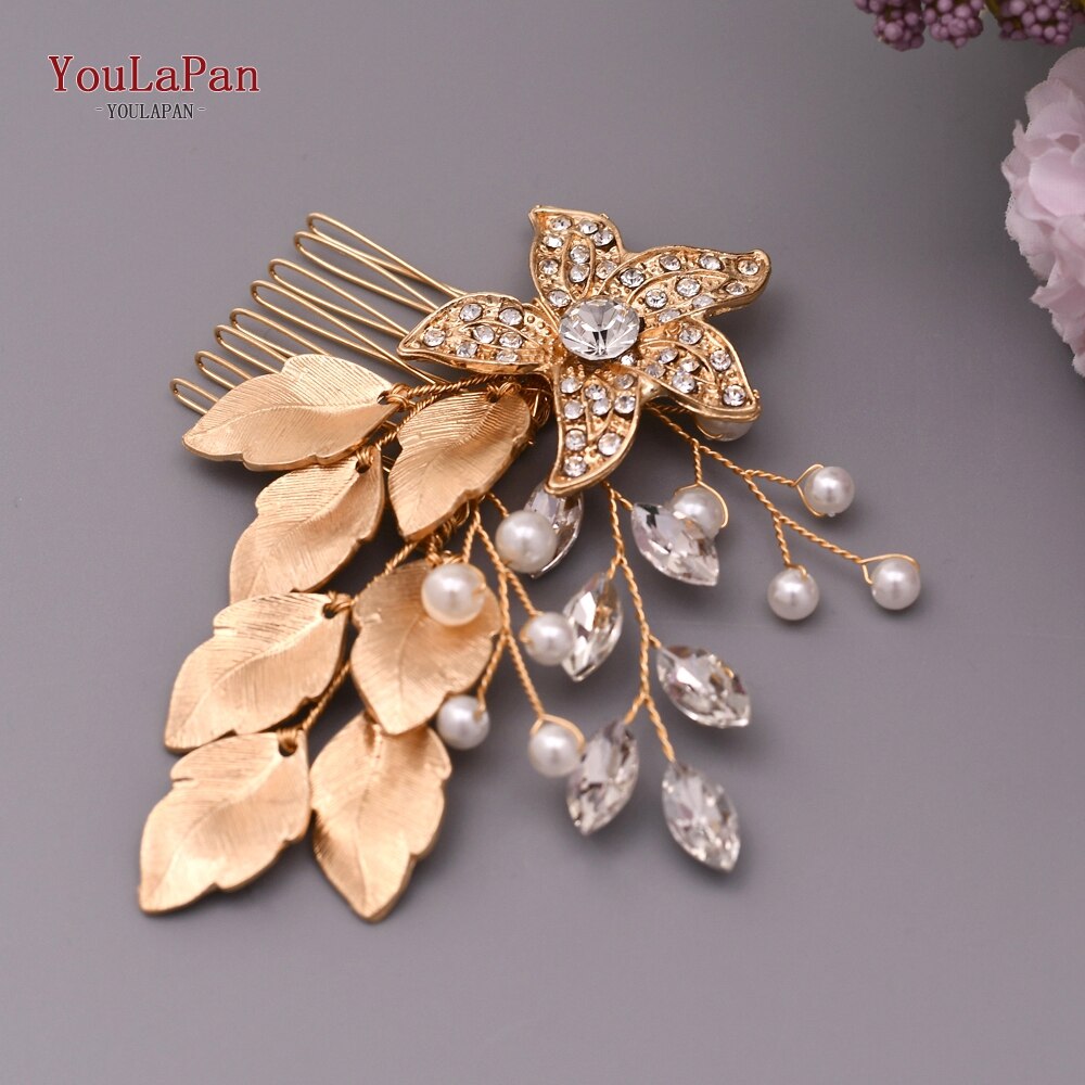 Youlapan HP307 Bruiloft Haar Accessoires Vrouwen Bruids Haar Band Kam Gouden Kam Haaraccessoires Voor Bruiloft Bruiloft Haarspelden