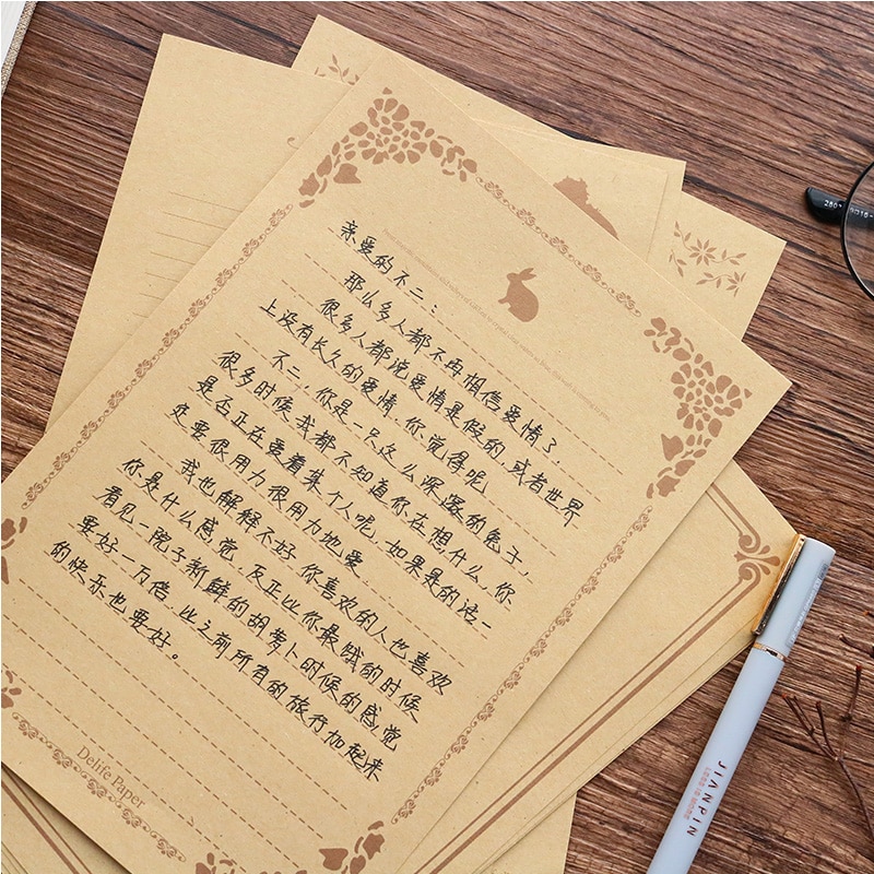 Retro Romantic Rose Letter Paper Envelope Message Card Letter European Kraft Vintage Writing Love Paper Lettering Letter Set