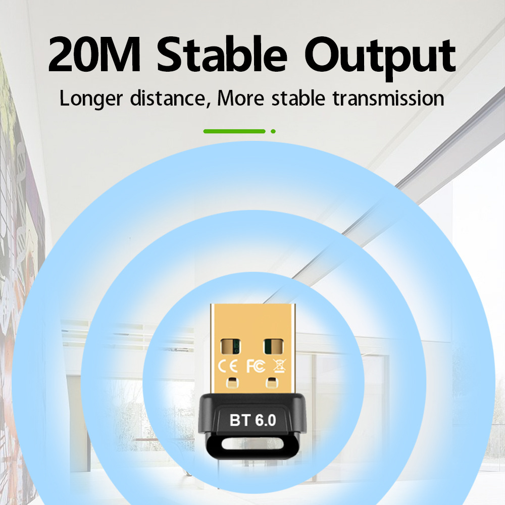 USB Bluetooth Adapter Bluetooth 6.0 5.4 Dongle Bluetooth Receiver & Transmitter for Bluetooth Keyboard/Mouse/Headphone/Speaker