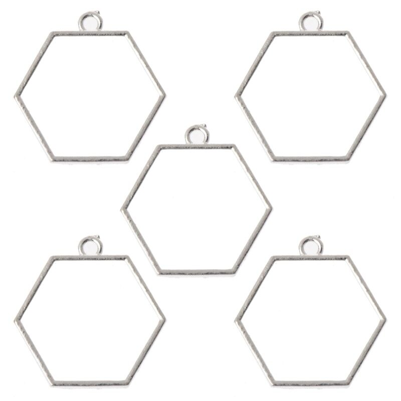 5Pcs Hollow Frame Open Back Bezel Pendant UV Resin Pressed Flower Jewelry Making B95F: NO.S-2