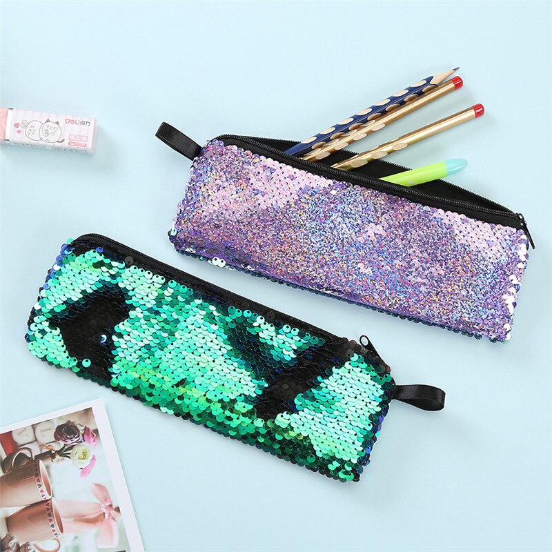 Colorful Pencil Case Reversible Sequin School Supplies Stationery Cute Pencil Box Pencilcase School Tools Pencil Cases