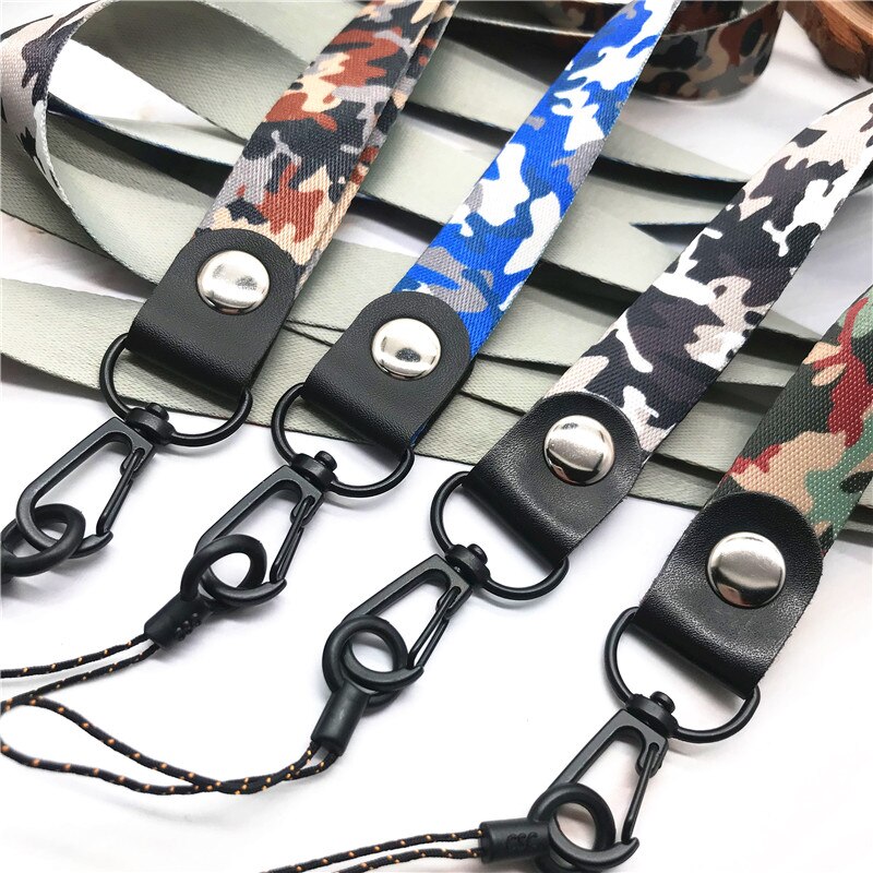 ¡Novedad! Cordón colgante con estampado de camuflaje para llavero, Soporte para tarjeta de identificación, correa de cuello para teléfono móvil, Clip de Metal, cuerda para colgar en el cuello