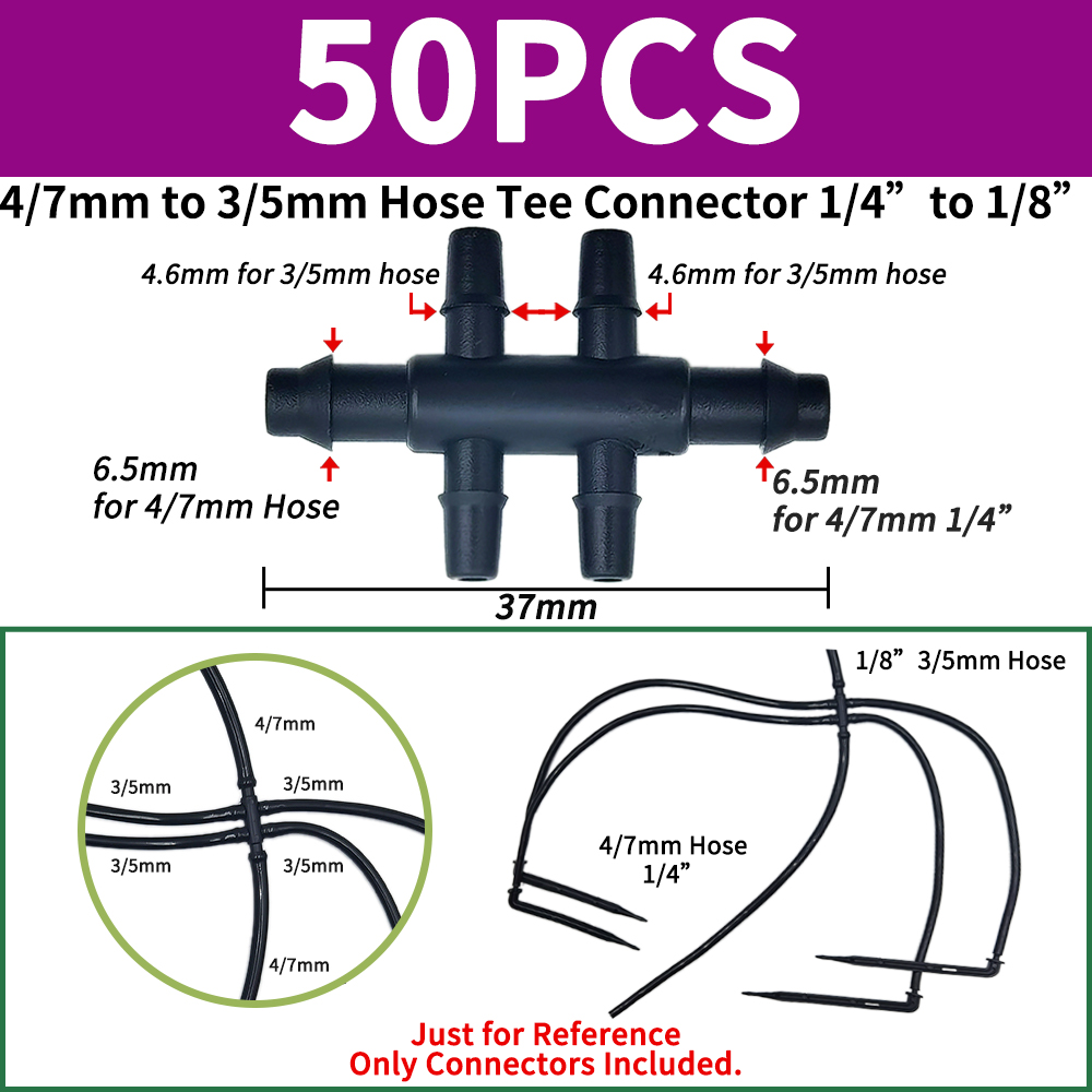 Oasis 3/5 4/7mm Hose Garden Irrigation Connectors Barbed Single Double Tee Elbow Drip Arrow Cross Coupling Watering Fitting: green