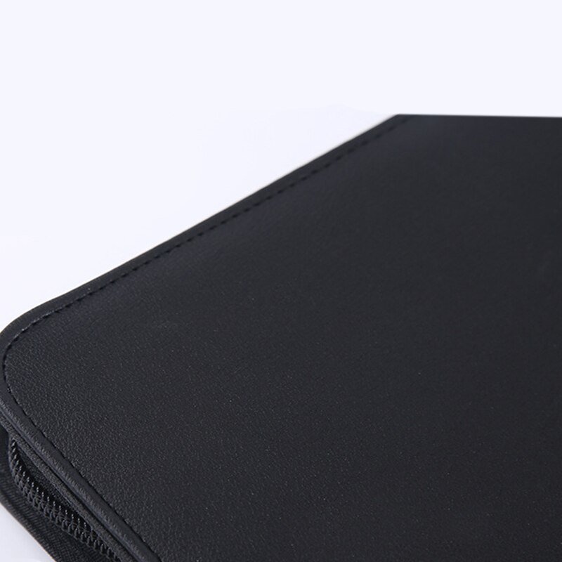 Zippered Leather Padfolio Portfolio Case with Calculator, Business Conference Portfolio Organizer Notepad Folder