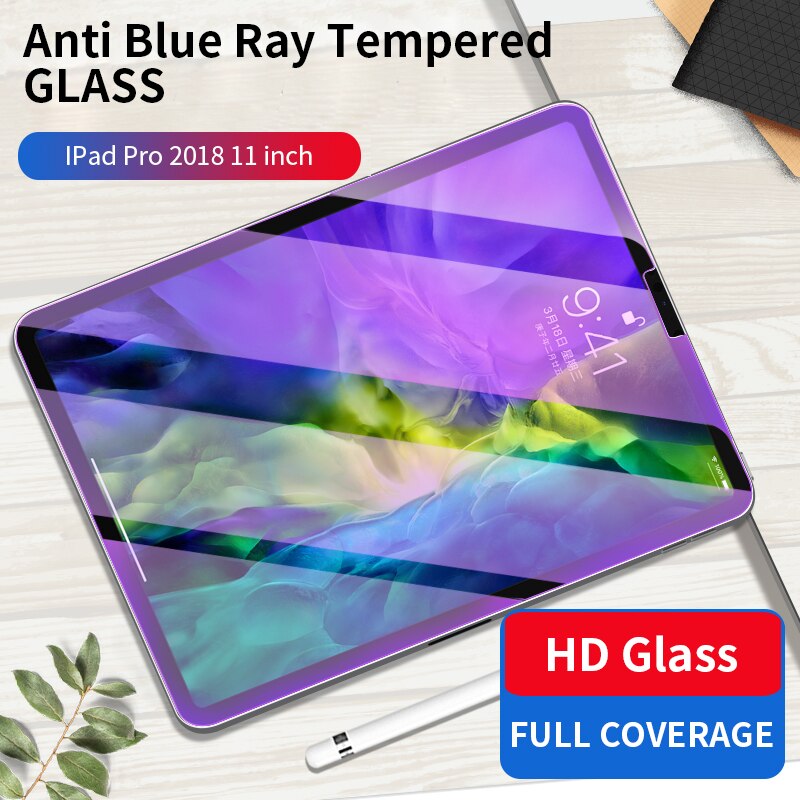 10D Gebogen Rand Screen Protector Voor Apple Ipad Pro 11 Volledige Dekking Tablet Gehard Glas Voor Ipad pro 12.9": Blue Pro 11 2018