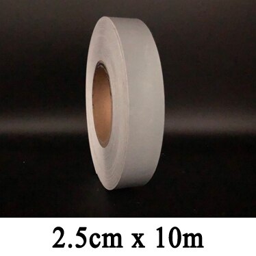 Bande de garniture auto-adhésive en tissu réfléchissant, ruban de bordure pour vêtements, sac de casquette pour la visibilité, utilisation en toute sécurité: 2.5cmx10m