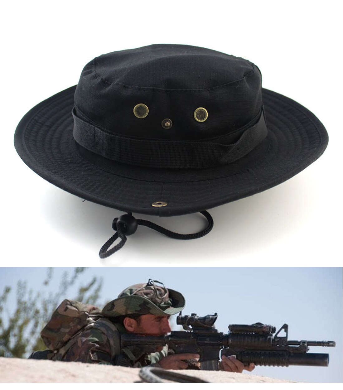 Gorros Boonie de arbusto al aire libre, gorro de pesca de camuflaje de la jungla: 2