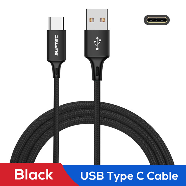 Suptec usb-kabel type c voor huawei  p20 lite  p30 snellaadkabel type c telefoonoplader voor samsung  s9 xiaomi redmi note 7: Zwart / 25cm