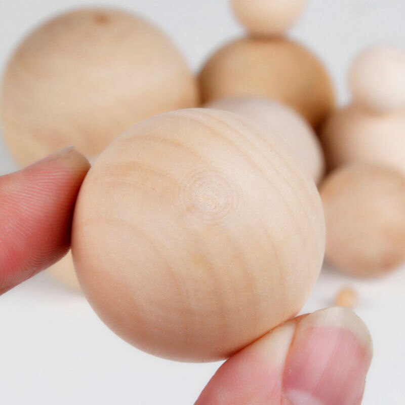 Bolas de madera Natural para manualidades, esferas de 30mm a 60mm de diámetro, suministros redondos para carpintería, 1 BOLA DE MADERA