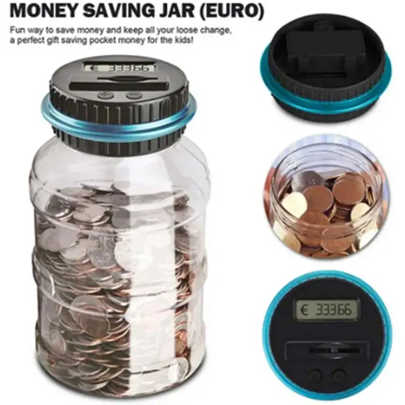 Intelligent Counting Coin Bank Bucket Coin Storage Coin Storage Box Pound Dollar Euro Coin Counter Coin LED Display