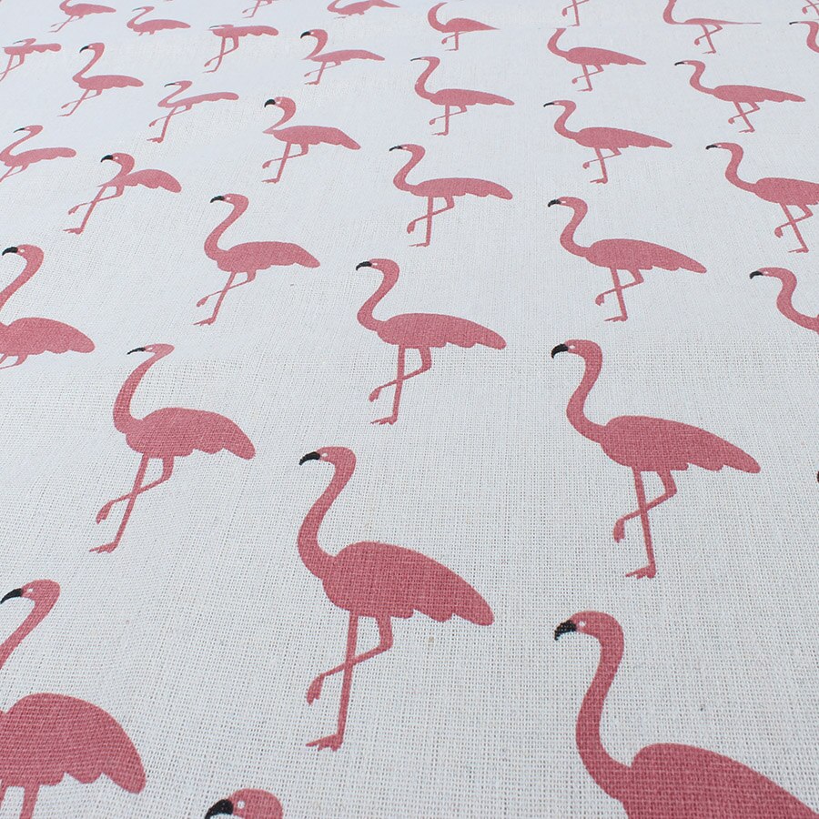 Flamingo Cotton Linen Fabric Patchwork DIY Craft Handwork Home Decor by the Yard: White