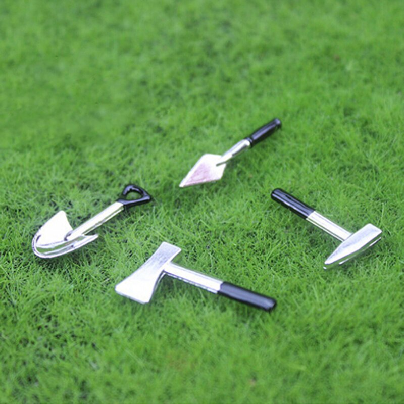FAI DA TE Miniatura Irrigazione Metallo Può Spade Rastrello Attrezzi Da Giardino Per I Bambini Casa di Bambole Miniature Set di Accessori: 2