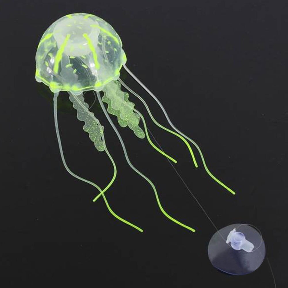 Artificial Jellyfish Lifelike Silicone Aquarium Vivid Luminous Decoration Water Tank Safe