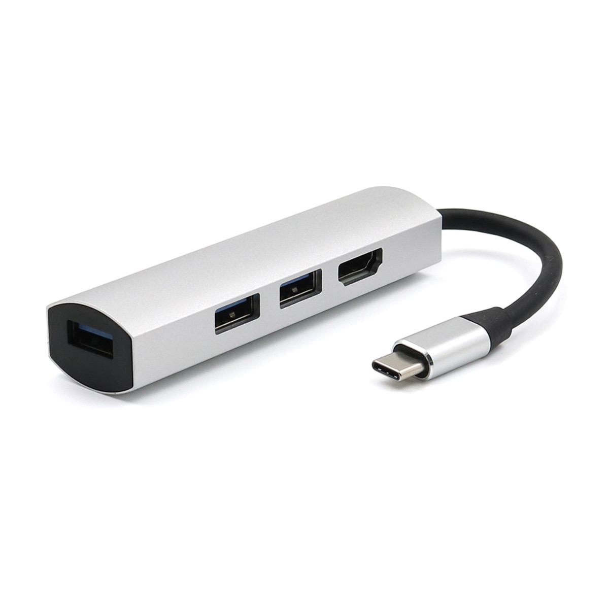 USB C Hub - Type-C to HDMI Adapter Dock - Multi USB 3.0 Ports - 4K Resolution Support - Aluminum Alloy: Silver