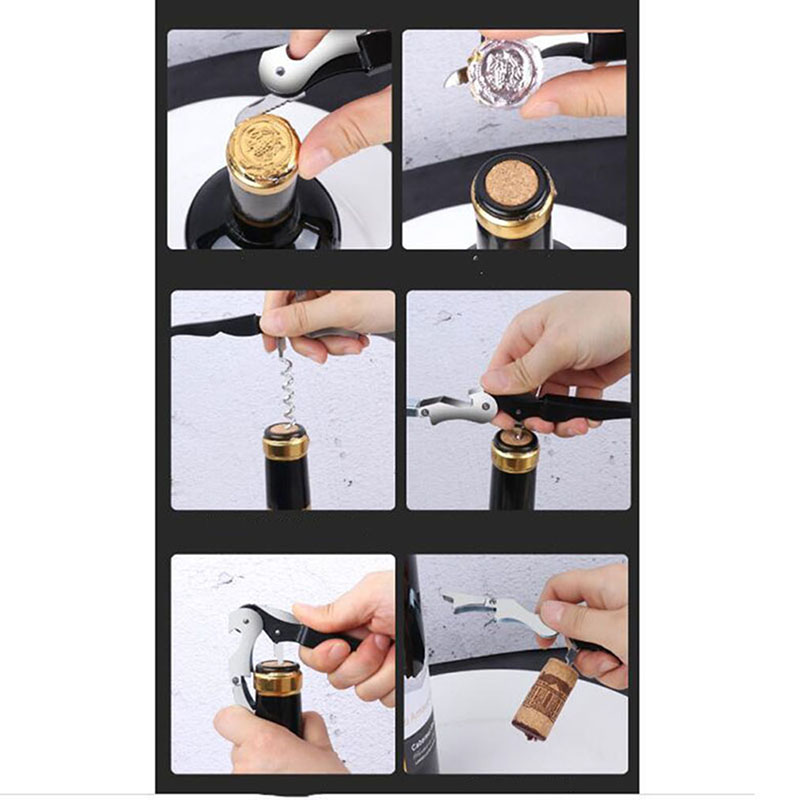 Stainless Steel 5 Pcs Wine Opener Kit Set Including Tool Wine Opener Kit Pourer Wine Ring Wine Decanter Bottle Opener Cutter