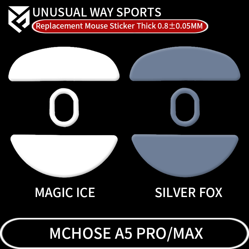 Unusual Way Sports Mouse Aufkleber Füße MCHOSE A5 Promax gewölbte Oberfläche PTFE Anti Collapse Magic Ice Silver Fox
